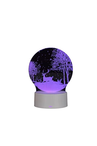 OEM Lampă de noapte decorativă 3D LED cu ren RGB, 16 culori, telecomandă, USB...