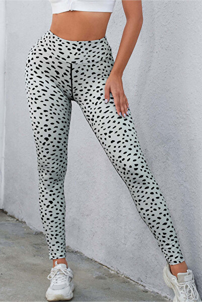 WildFashion Colanti sport/casual cu talie inalta si print leopard, Animal-Pri...