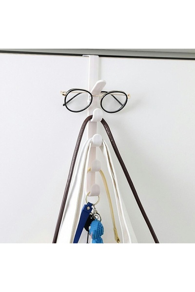 Aptel Door hanger, vertical, 5 hooks, plastic, white, 26.7x4.7x1.7 cm
