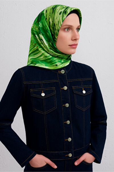 Vissona Μεταξωτό μαντήλι Tivil 50929 - 2 Πράσινο σχέδιο ακουαρέλας