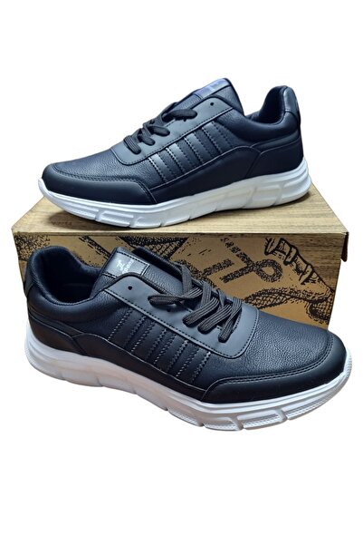 abinstore Lepons 48-49-50 Number Black Men's Casual 4 Transitional Skin Leather Water Resistant Sports Shoes Sneaker