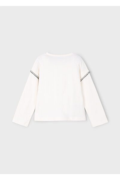 MAYORAL Bear Printed Long Sleeve T-Shirt for Ages 4-10 - Cream - Red