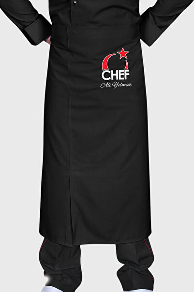 Üniformanya Șorț de bucătar cu broderie Black Moon Star, cu cadou cu nume, șo...