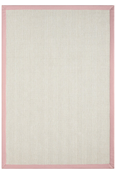 SEYRAN HALI Bombay Krem Halı Pembe Bordürlü Kolay Temizlenen Hasır Dokulu Sis...