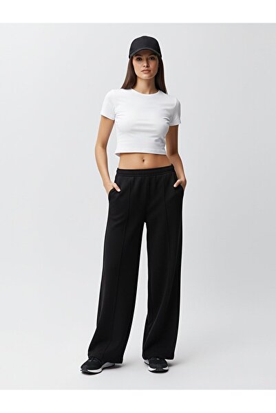 Ltb Black Straight-Leg Sweatpants with Elastic Waistband