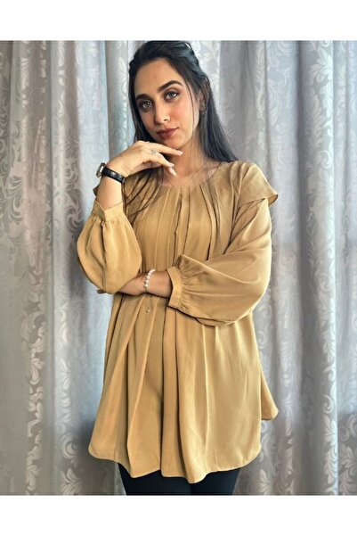 Hayati Collections 1 Piece – Single Shirt Georgette Camel Solid Colors