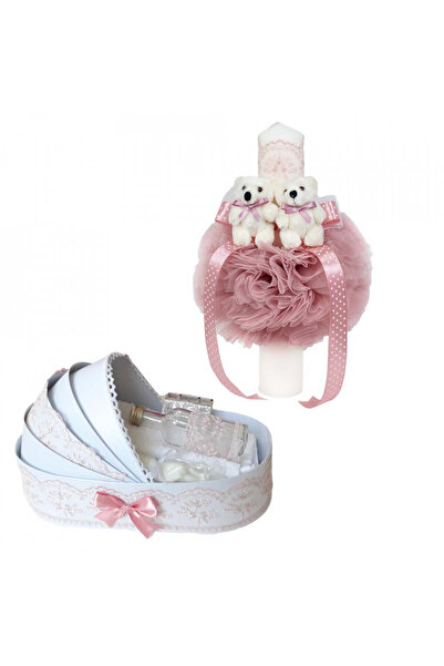 BebeNou Set de botez Denikos® 592, leagăn roz - NKO3010