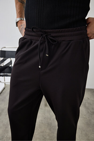 MADZEYMODA Premium Men's Baggy Fit Jacquard Black Jogger Pants Ls-22069