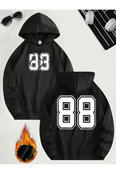 CLASİVA سويت شيرت بقلنسوة تصميم أنيق ومريح 88 مطبوع قصة فضفاضة للجنسين الموسم...