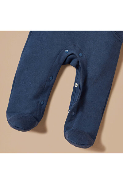 giggles Colourblock Closed Feet Sleepsuit with Bow Detail and Long Sleeves