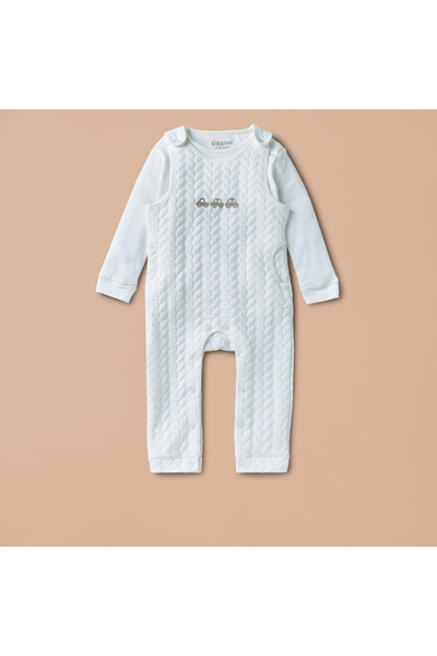 giggles Car Embroidered Dungaree and Long Sleeves T-shirt