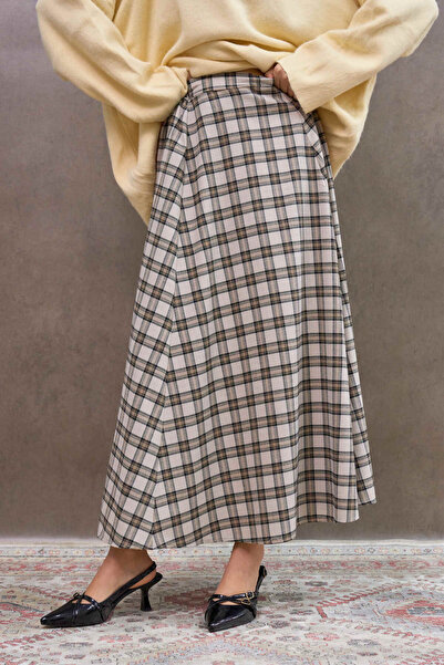 KÜÇÜĞÜM BUTİK Cream Four-Piece Plaid Skirt