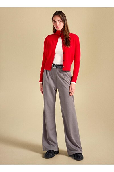 People By Fabrika Standart Bel Relaxed Gri Melanj Kadın Pantolon PBF5WL-PNT9523