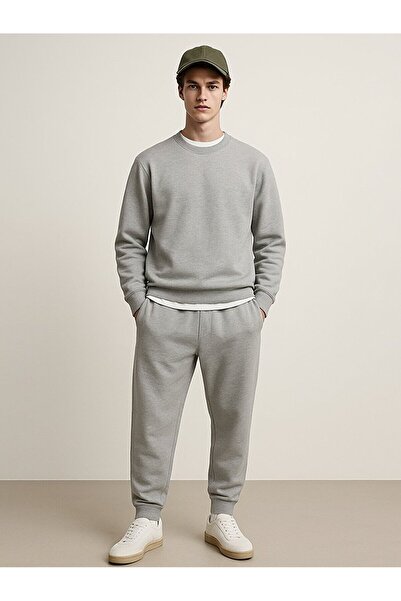 Ltb Дългоръкава сива блуза с обло деколте