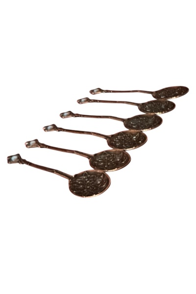 onyyapim Vintage Mosques Visualized Copper Casting Tea Coffee Jam Spice 6-Piece Presentation Spoon
