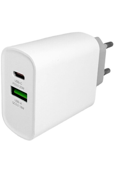 Xo L64 USB-A + USB-C Wall Charger, 20W, White