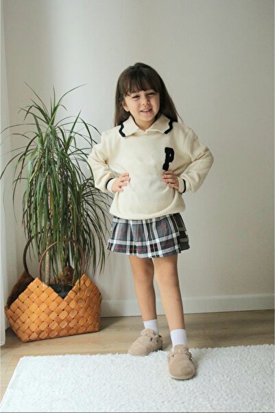 NURTOPU Girls' Suit Top and Bottom Set Top Knitwear Bottom Skirt Linen Fabric Cotton Quality