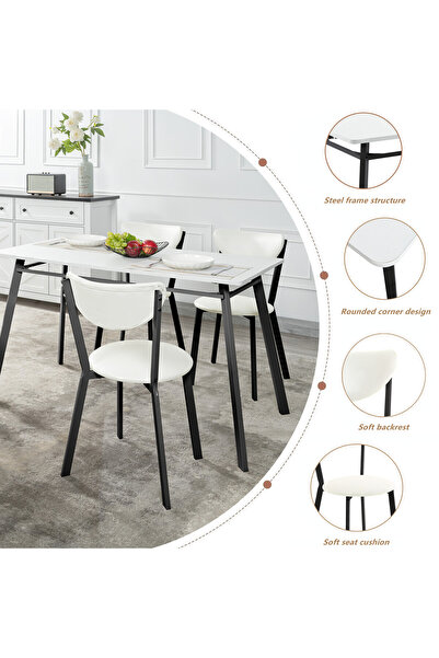 HXDream 5-PCS Dining Table Set,Nordic modern style,Kitchen Furniture，Simple and stylish,Table set,Chairs set