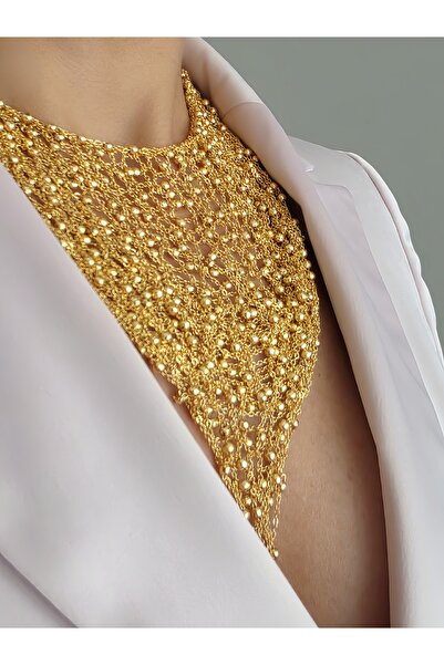 Eva Takı Store Dokuma Örme Top Zincir Bohem Gümüş Renk El Yapımı Kolye