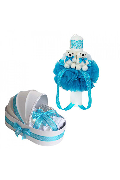 BebeNou Set botez Denikos turcoaz pentru băieți - NKO3011