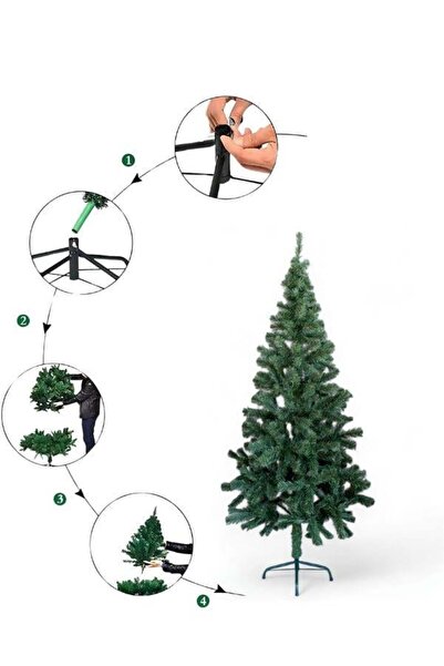 TOHA Yılbaşı Çam Ağacı | 180 cm 355 Dallı Lüks Çam Ağacı ı | Metal Ayaklı Gür Dallı Noel Ağacı