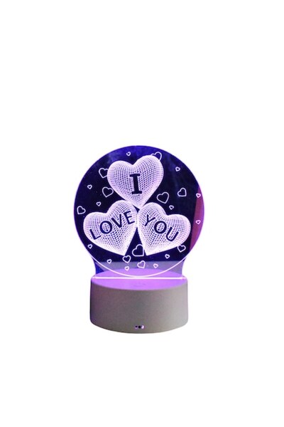 OEM Lampă de noapte decorativă 3D cu LED RGB, model inimioare, 16 culori, tel...