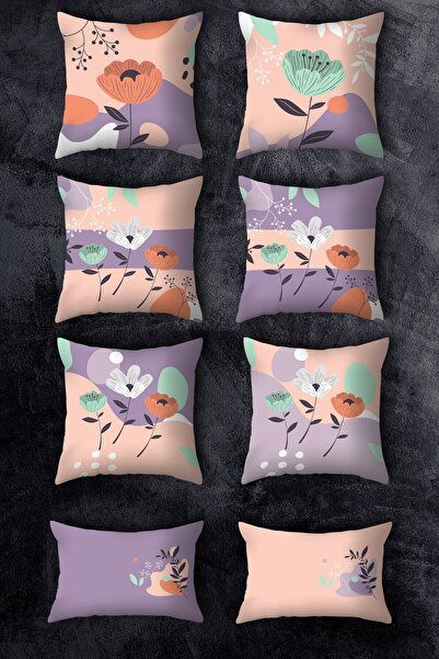 EMORES طقم غطاء وسادة مطبوع على الوجهين مقاس 43 × 43 مكون من 8 مجموعات.