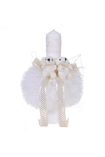 BebeNou Lumânare de botez unisex 2 ursuleți fildeș Denikos® 46