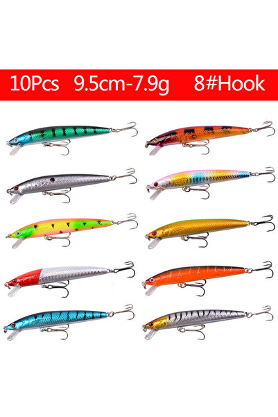 Choice 10 قطع من طُعم صيد السمك المختلط، طُعم كرانكبيت ميناو بوبر، طُعم باس، ...