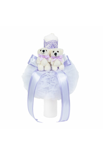 BebeNou Λαμπάδα Βάπτισης για Κορίτσια με Αρκουδάκια LILA Denikos®