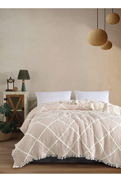 metin tekstil İSKANDİNAV Müslin 8 Katlı Çift Kişilik Yatak Örtüsü&Pike