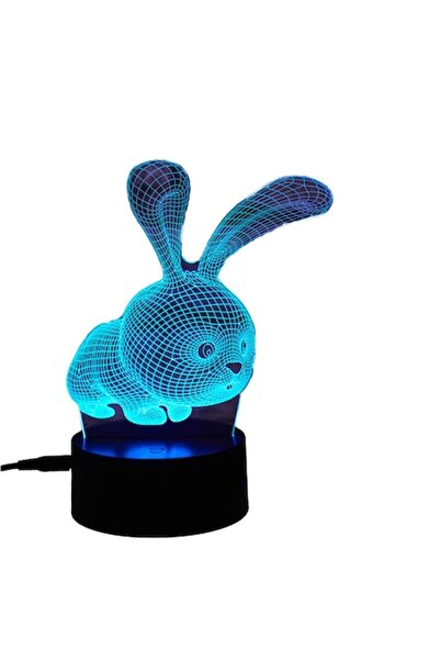 OEM Lampă LED decorativă 3D RGB - lumină de noapte cu iepuraș, 16 culori, telecomandă, USB/baterie