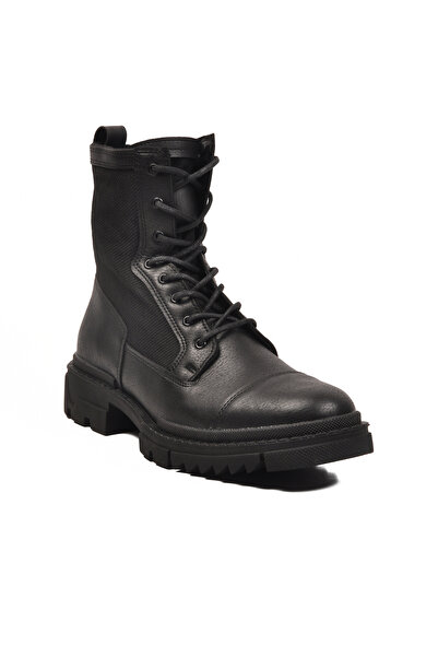 AYAKMOD Μαύρες ανδρικές μπότες με κορδόνια με φερμουάρ, αντιολισθητικές 746 M