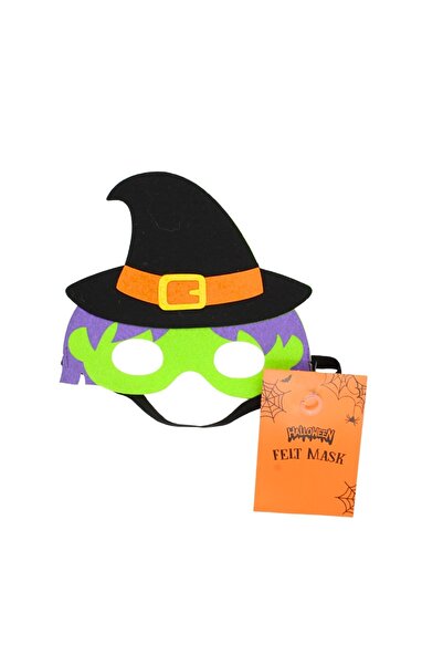 Eurowrap Halloween mask, made of felt, witch model with black hat,
