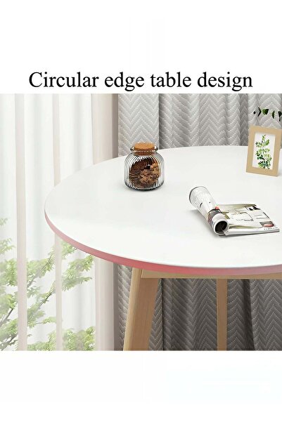 Taimi 5-Piece Dining Set, White Modern Round Table | 80x80x70cm with 4 Gray Elegant Soft Padded Chairs