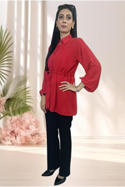 Hayati Collections 1 Piece – Single Shirt Georgette Red Solid Color
