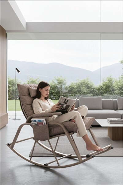 LUMİS GARDEN Sallanan Sandalye, Minderli Baba Koltuğu, Metal Tv Koltuğu, Dinlenme Koltuğu, Emzirme Koltuğu