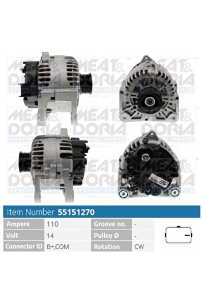 MEATDORIA Generator / Alternator Renault Kangoo / Grand Kangoo 2/Kangoo Expre...