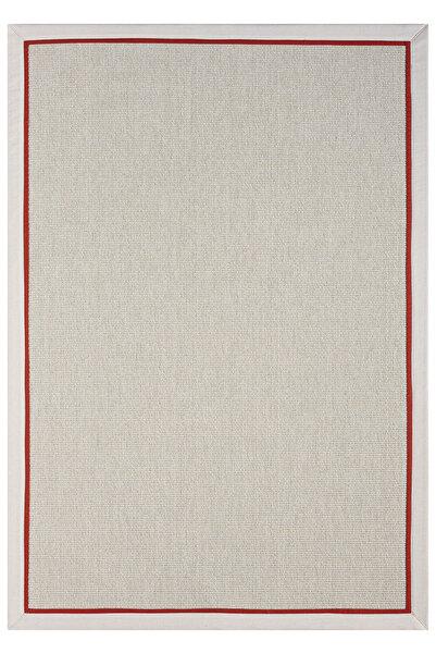 SEYRAN HALI Bombay Krem Halı Krem Bordo Bordürlü Kolay Temizlenen Hasır Dokul...