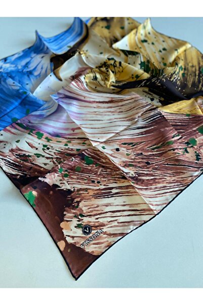 Vissona Tivil Silk Scarf 50929 - 4 Powder Pink Watercolor Pattern