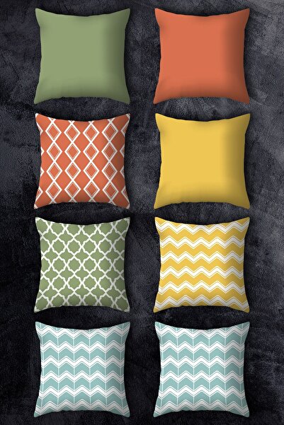 EMORES طقم غطاء وسادة مطبوع على الوجهين مقاس 43 × 43 مكون من 8 مجموعات.