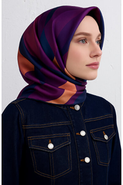 Vissona Tivil Silk Scarf 11501 - 1 Salmon Geometric Pattern