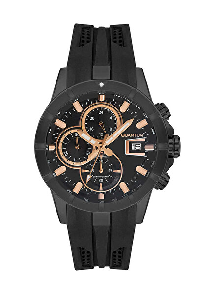 Quantum ساعة كرونوغراف رجالية بمينا سوداء - HNG893.851