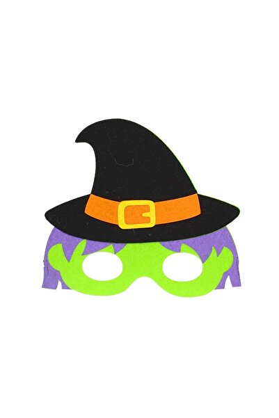 Eurowrap Halloween mask, made of felt, witch model with black hat,