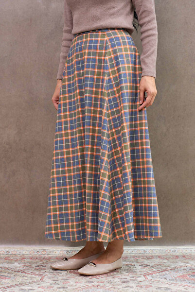 KÜÇÜĞÜM BUTİK Fusta în carouri portocalie din patru piese