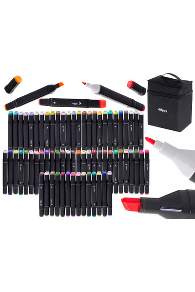Ikonka Set of 48 Multicolor Double-Sided Markers