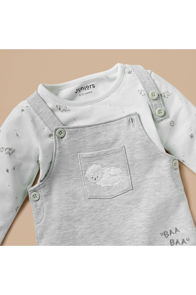 Juniors Sheep Print T-shirt and Dungaree Set