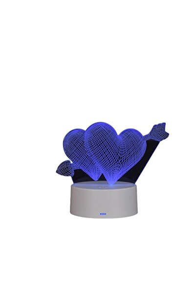 OEM Lampă decorativă LED 3D RGB - Design inimă, 16 culori, Telecomandă, USB/B...