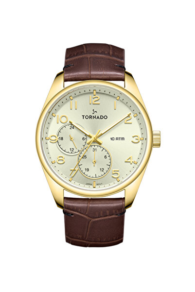Tornado CELESTIA CLASSIC Men's Multi Function Beige Dial Watch - T25102-GLDC