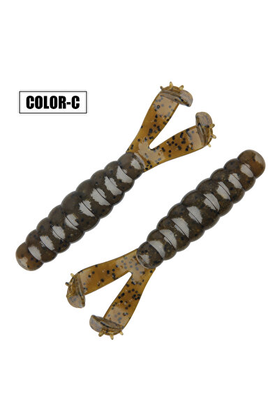 Choice طعم صيد سمك القاروص سبينبولر كولور سي - يرقة ذيل الغواص المزدوجة، متينة 10 مرات، مادة TPR طافية وناعمة ومتينة